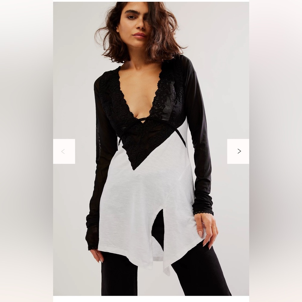 FREE PEOPLE Rendezvous Lace Trim Top